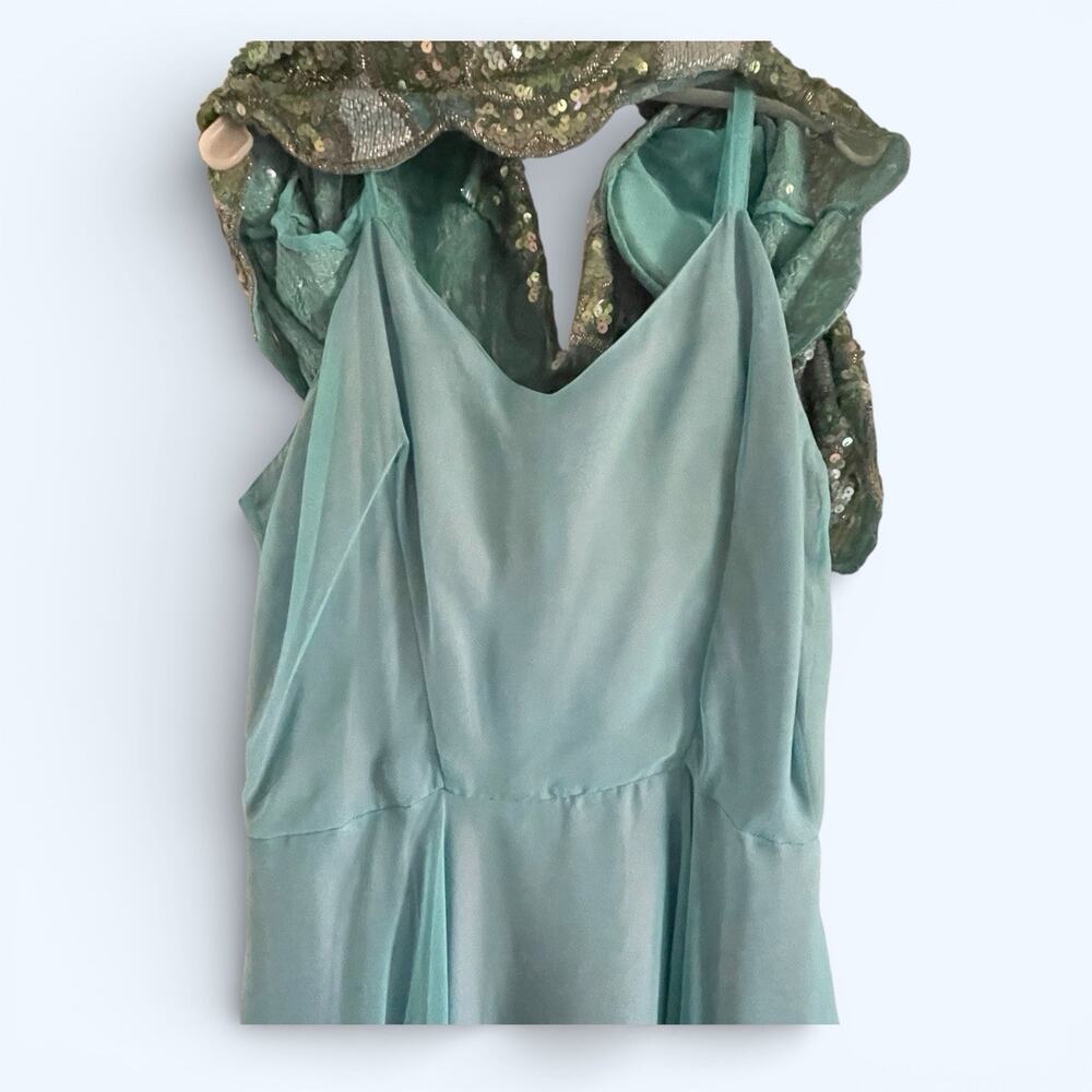 Peak Starlink Vintage Formal Dress Hand Beaded/Sequined Turquoise sz 14 2 piece - Picture 2 of 12
